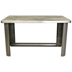 Industrial Machine Age Brushed Steel Work Table Desk