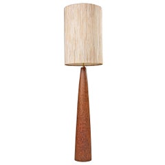 Lampe à poser sur le sol en bois de cocotier massif Chista à grand tambour