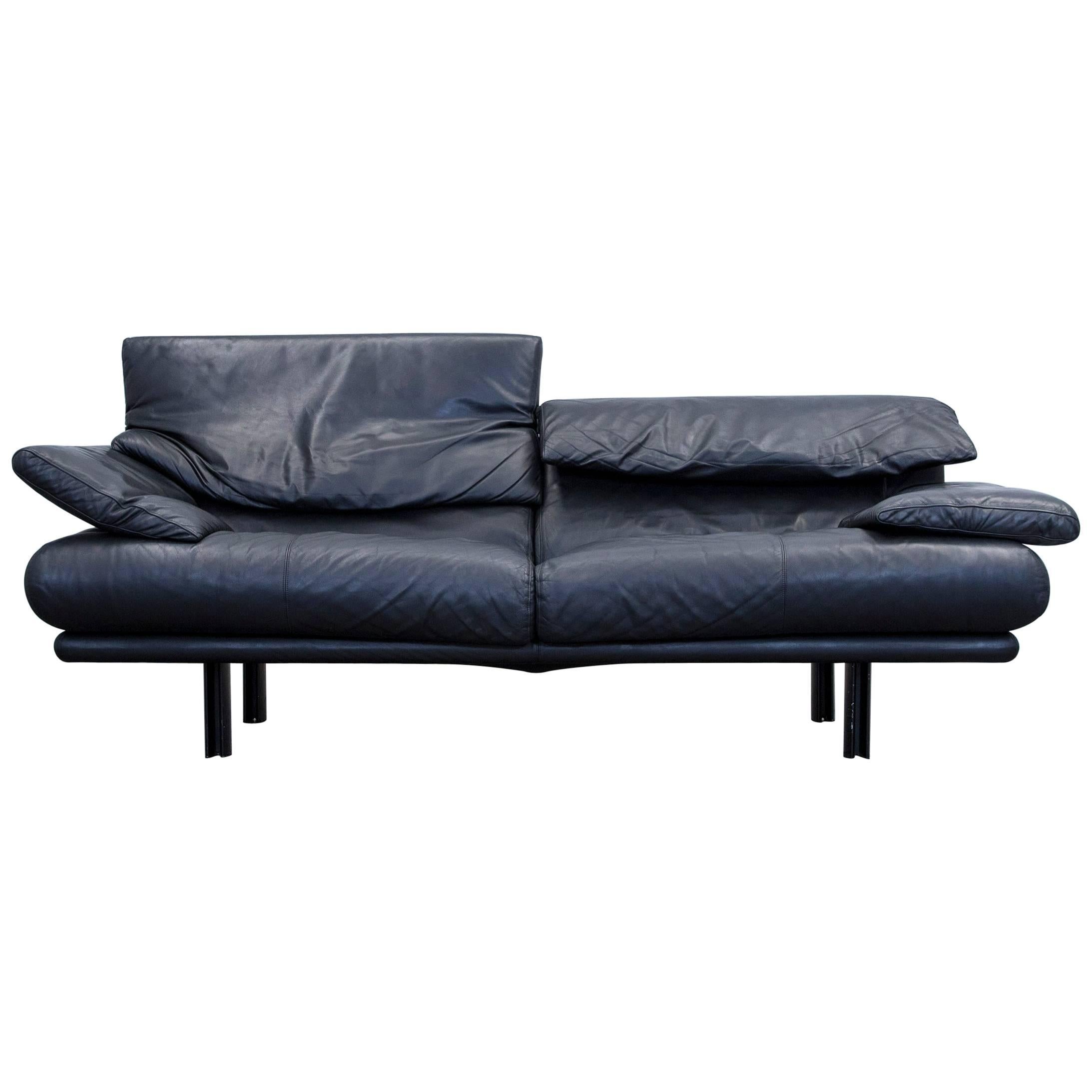 B&B Italia Alanda Designer Sofa Leather Black Three-Seat Function Couch Modern