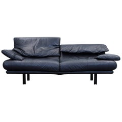 B&B Italia Alanda Designer Sofa Leather Black Three-Seat Function Couch Modern
