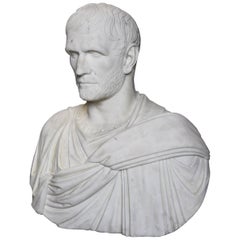 Superbe et rare buste en marbre plus grand que nature "le Brutus du Capitole".