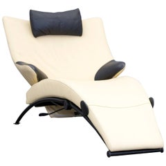 WK Wohnen Solo 699 Designer Chair Leather Crème Black Function Couch Modern