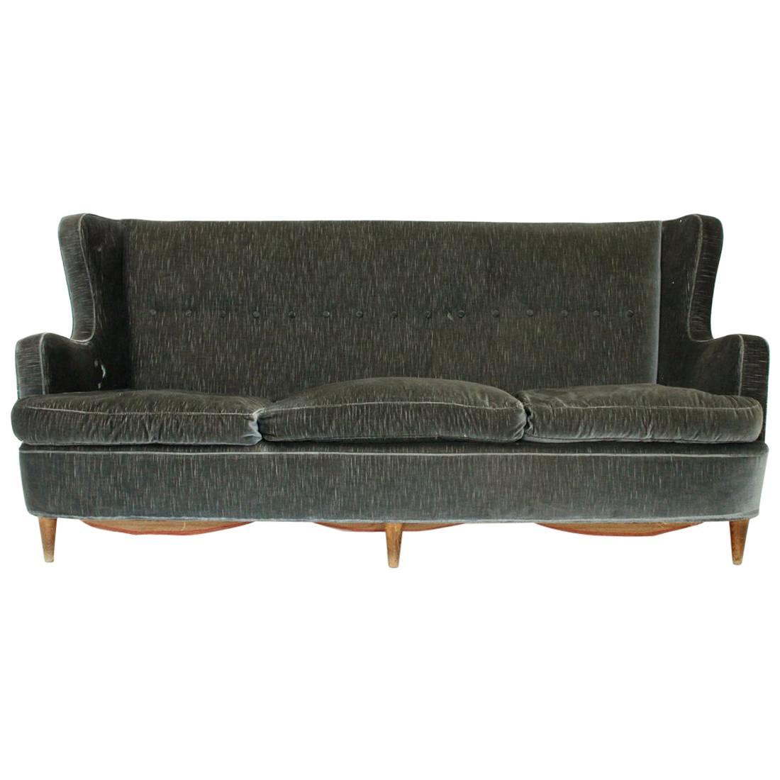 Italian Three-Seat Velvet Sofa