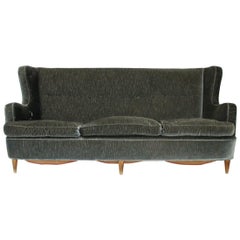 Italian Three-Seat Velvet Sofa
