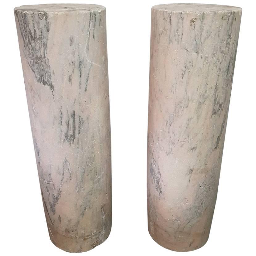 Two 18th Century French Pink Marble Columns/Pillars For Sale