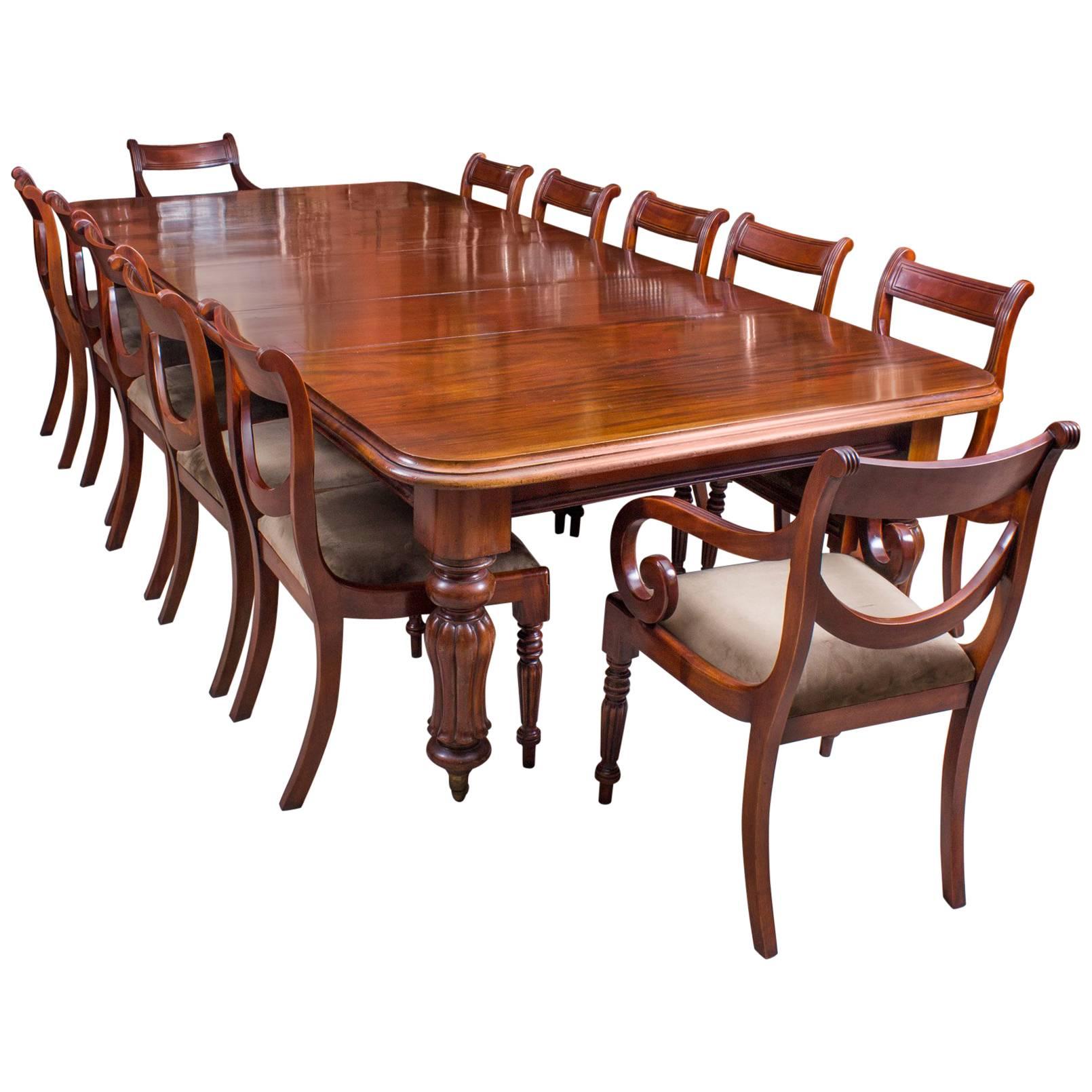 19th Century William IV Mahogany Dining Table & 12 swag Back Dining Chairs