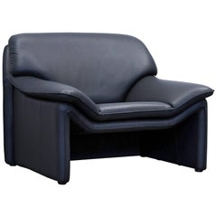 Laauser Atlanta Designer Armchair Leather Black Two-Seat Couch Modern