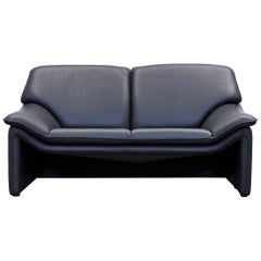 Used Laauser Atlanta Designer Sofa Leather Black Two-Seat Couch Modern