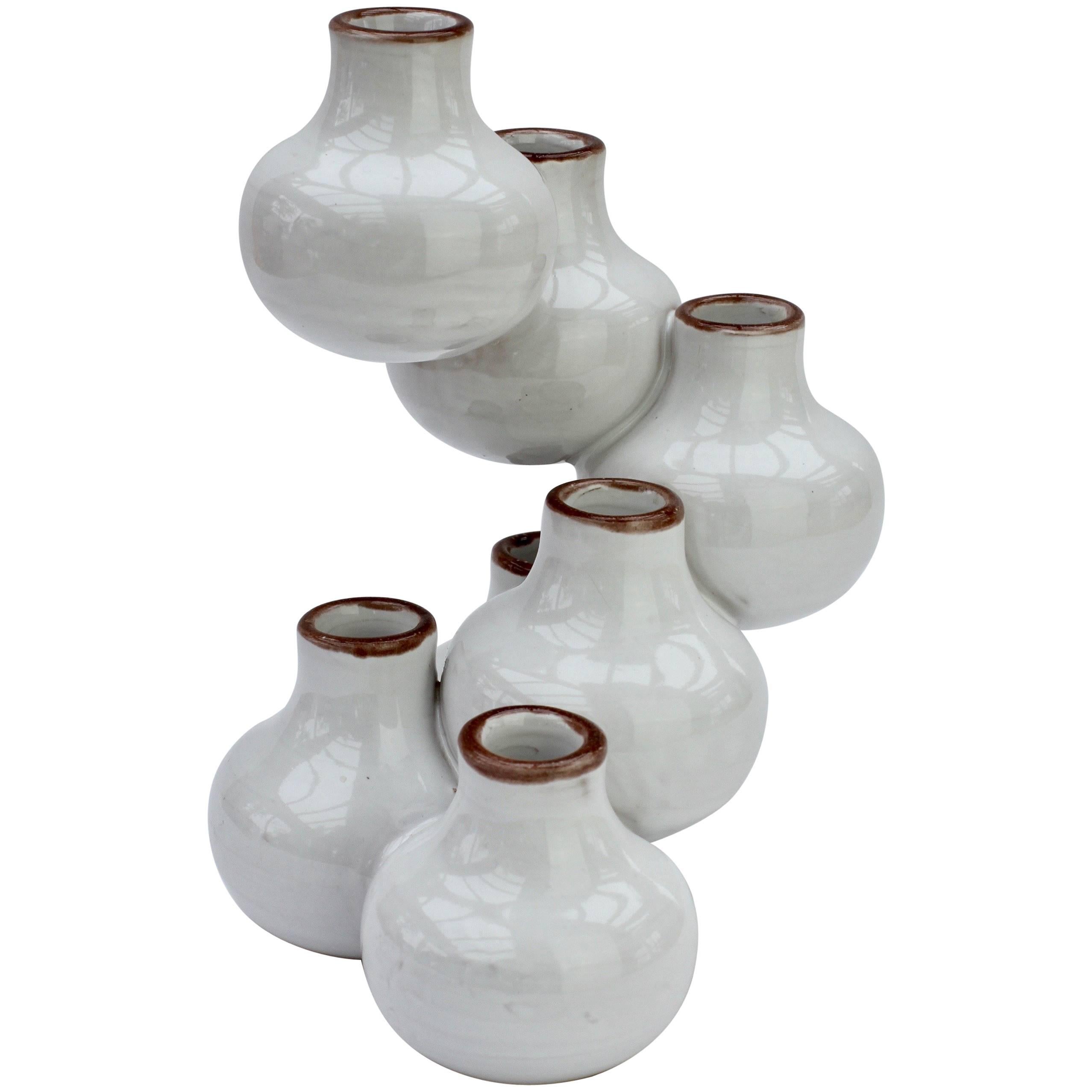 Mid-Century Vintage Italian White Ceramic "Spiral" Vase, circa 1970s