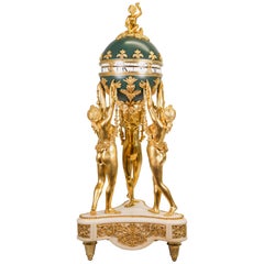 Antique Three Graces Louis XVI Style Cercle Tournant in Ormolu Bronze and Marble