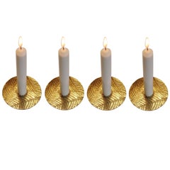 Handmade Brass Leaf Candleholder, Tapered Candles