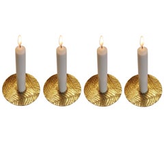 Handmade Brass Leaf Candleholder, Tapered Candles