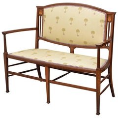 Antique Art Nouveau Mahogany Settee