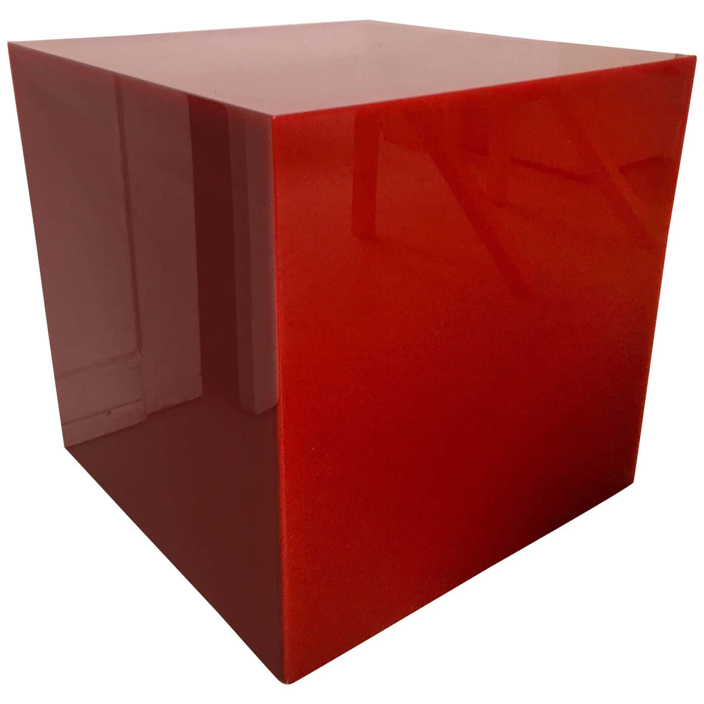 Contemporary Raspberry Red Side Table or Bedside Candy Cube by Sabine ...