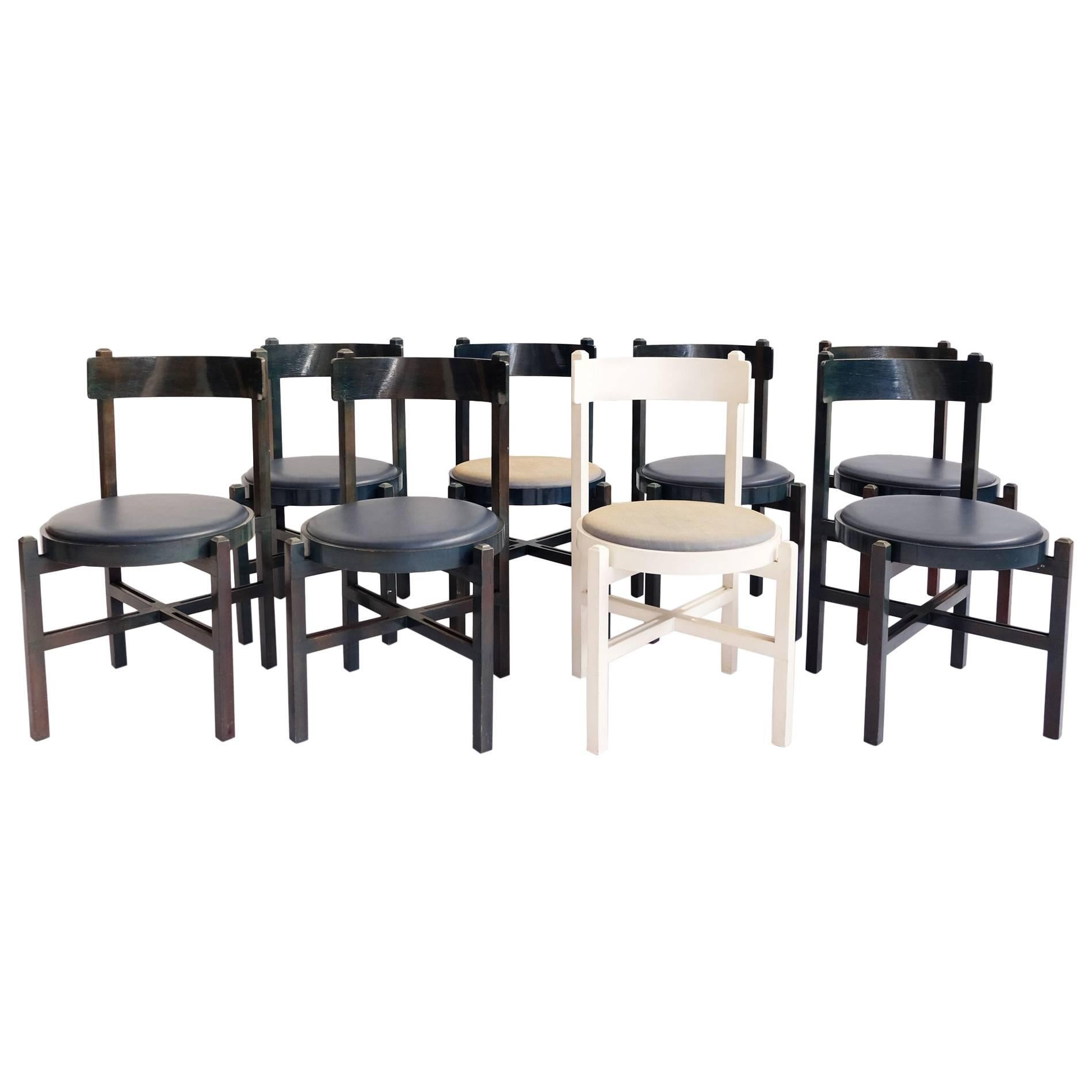 Set of eight Super Rare Chairs Attributed to Gianfranco Frattini, Cassina, 1962 For Sale