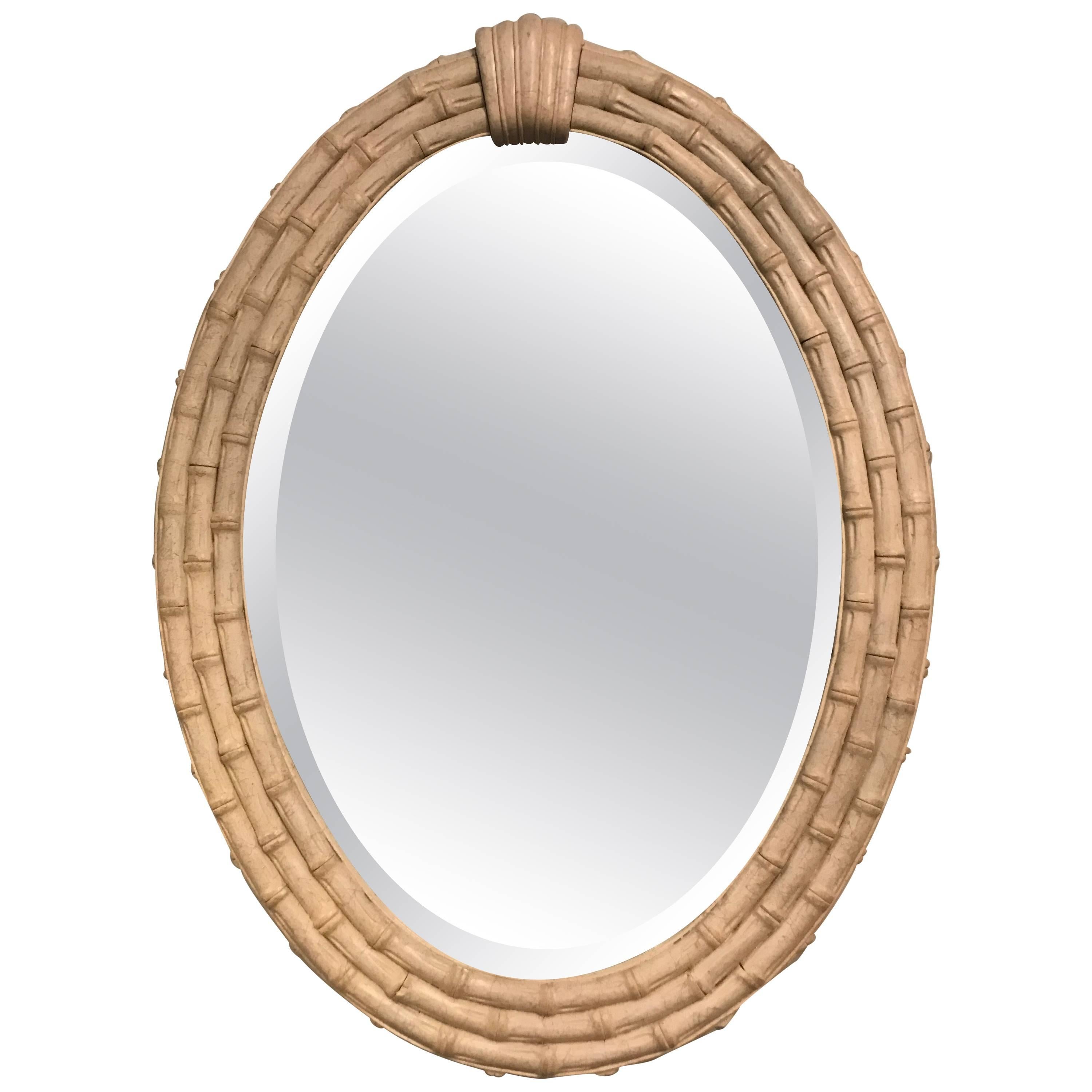 Faux Bamboo Oval Beveled Wall or Console Mirror