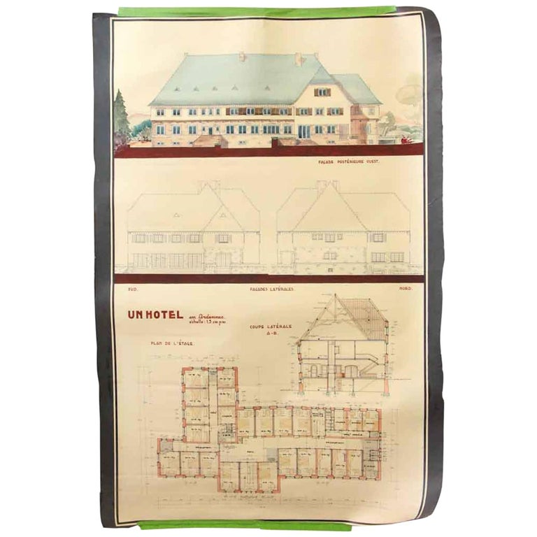 French Architect's Blueprint Poster at 1stDibs