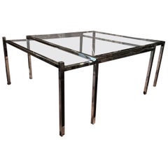 1970s, French Chrome Glass Coffee Table