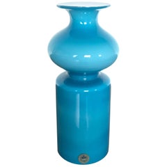 Blue Glass Vase from Holmegaard Denmark Designed by Michael Bang, 1960s