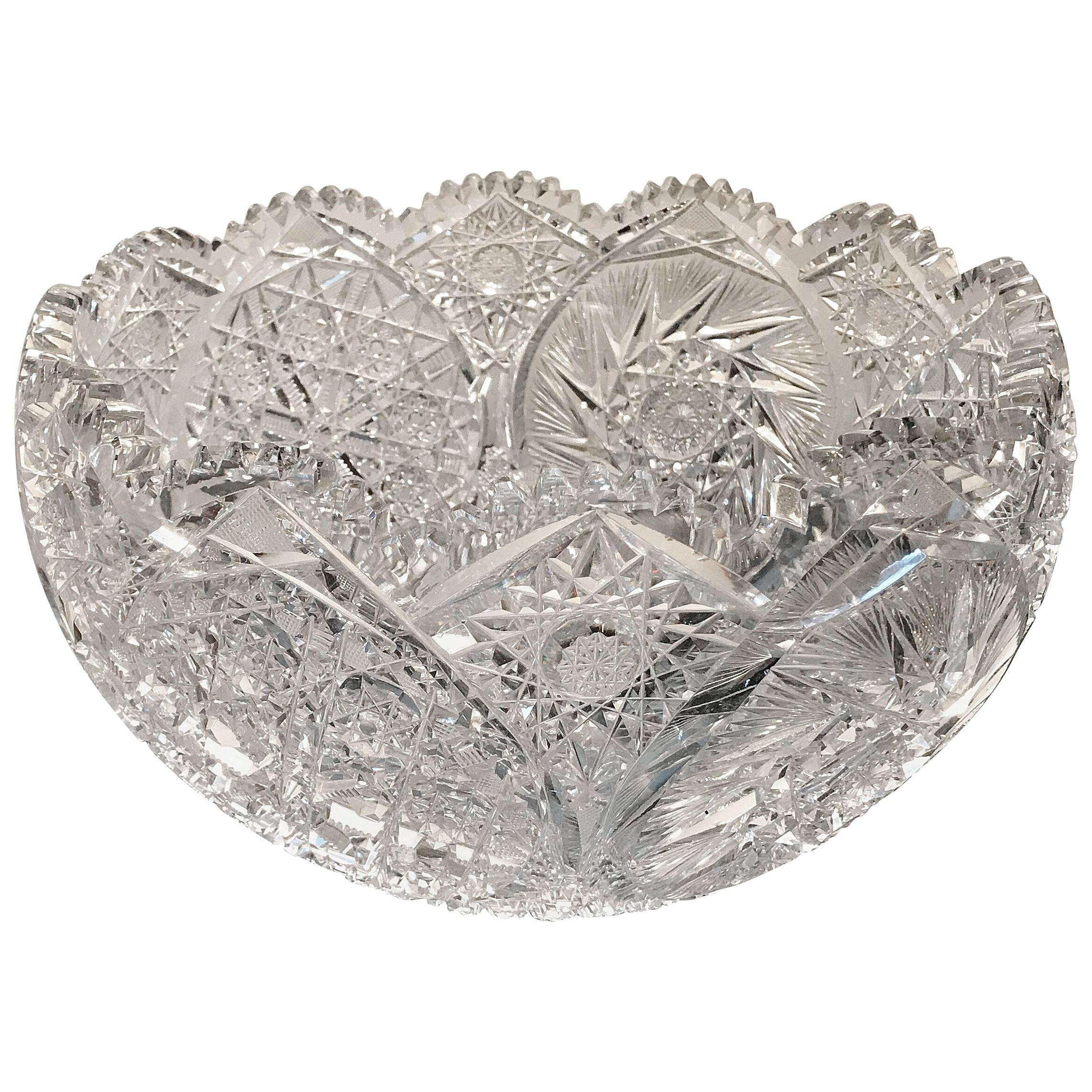 Large Cut Glass Punch Bowl, 19th Century