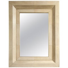 Custom Goatskin Mirror with Brass Trim