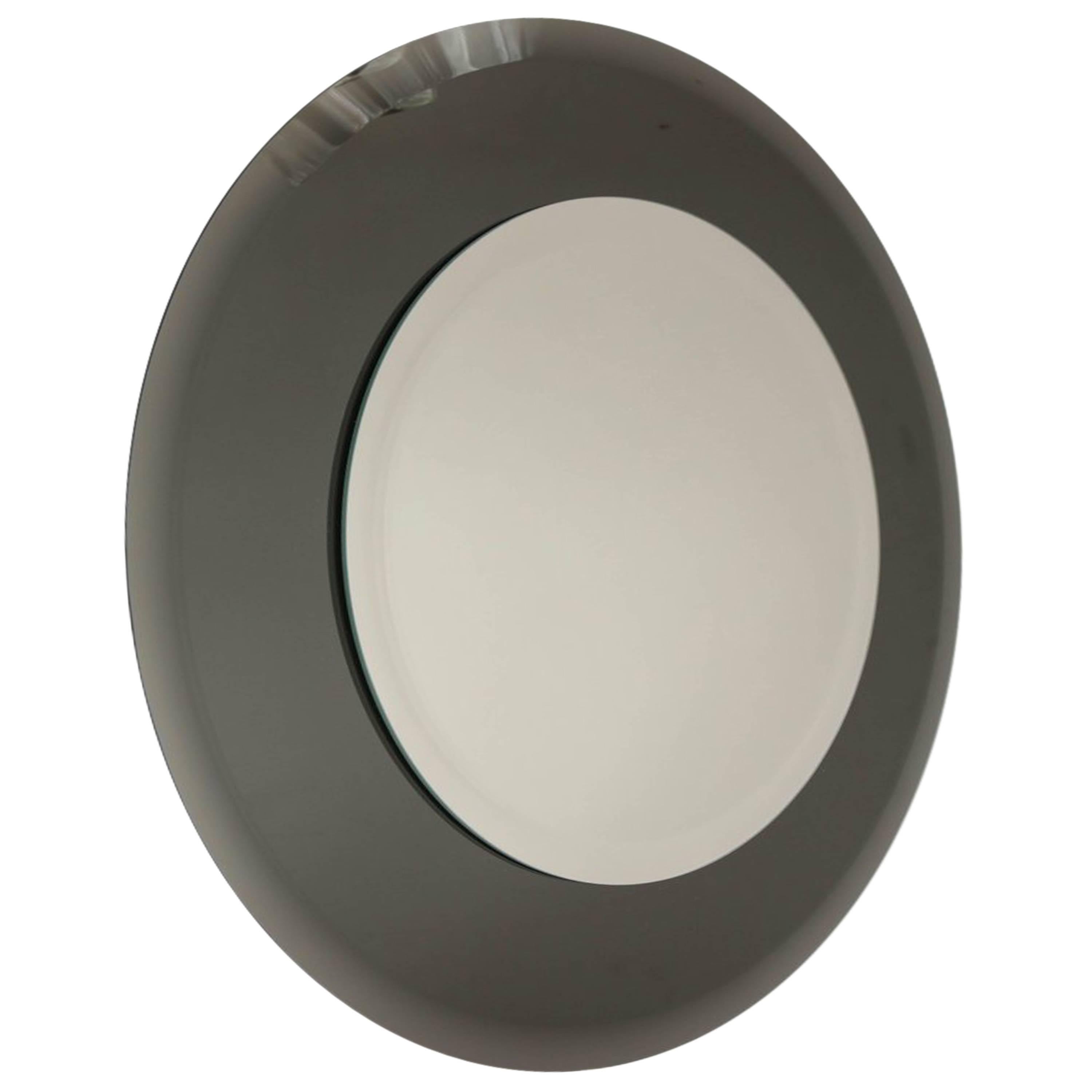 Round Beveled Mirror with Smoke Glass Border