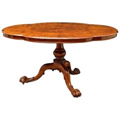 Victorian Burr Walnut Tilt-Top Centre Table