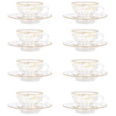 Eight Sets of Gilt Glass Tea Service Cup and Saucers
