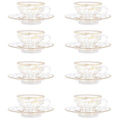 Eight Sets of Gilt Glass Tea Service Cup and Saucers
