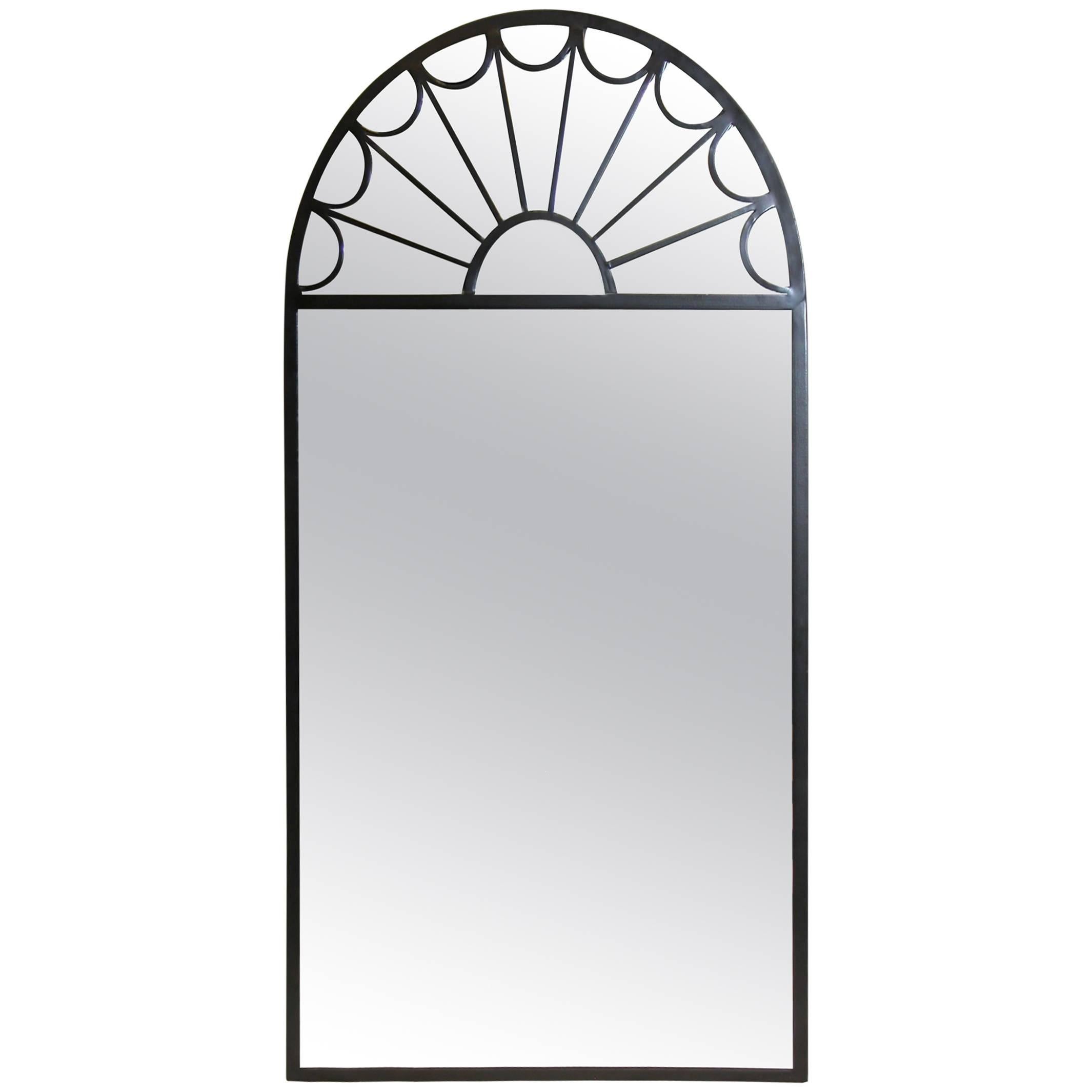 Original Yale R. Burge Wall Hung Iron Fanlight Style Mirror, 1983