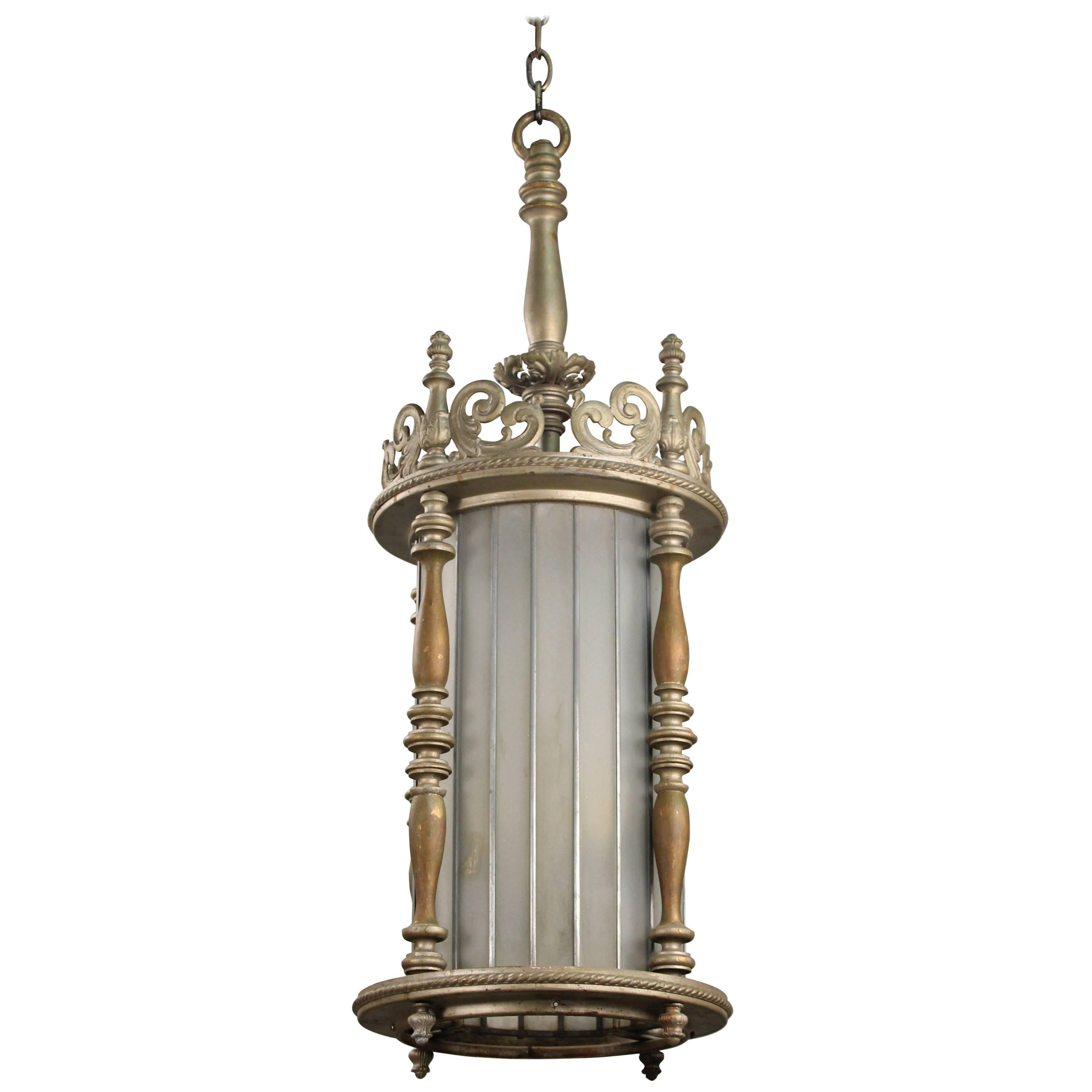 Impressive Large-Scale Antique Spanish Revival Glass Pendant, circa 1920s For Sale