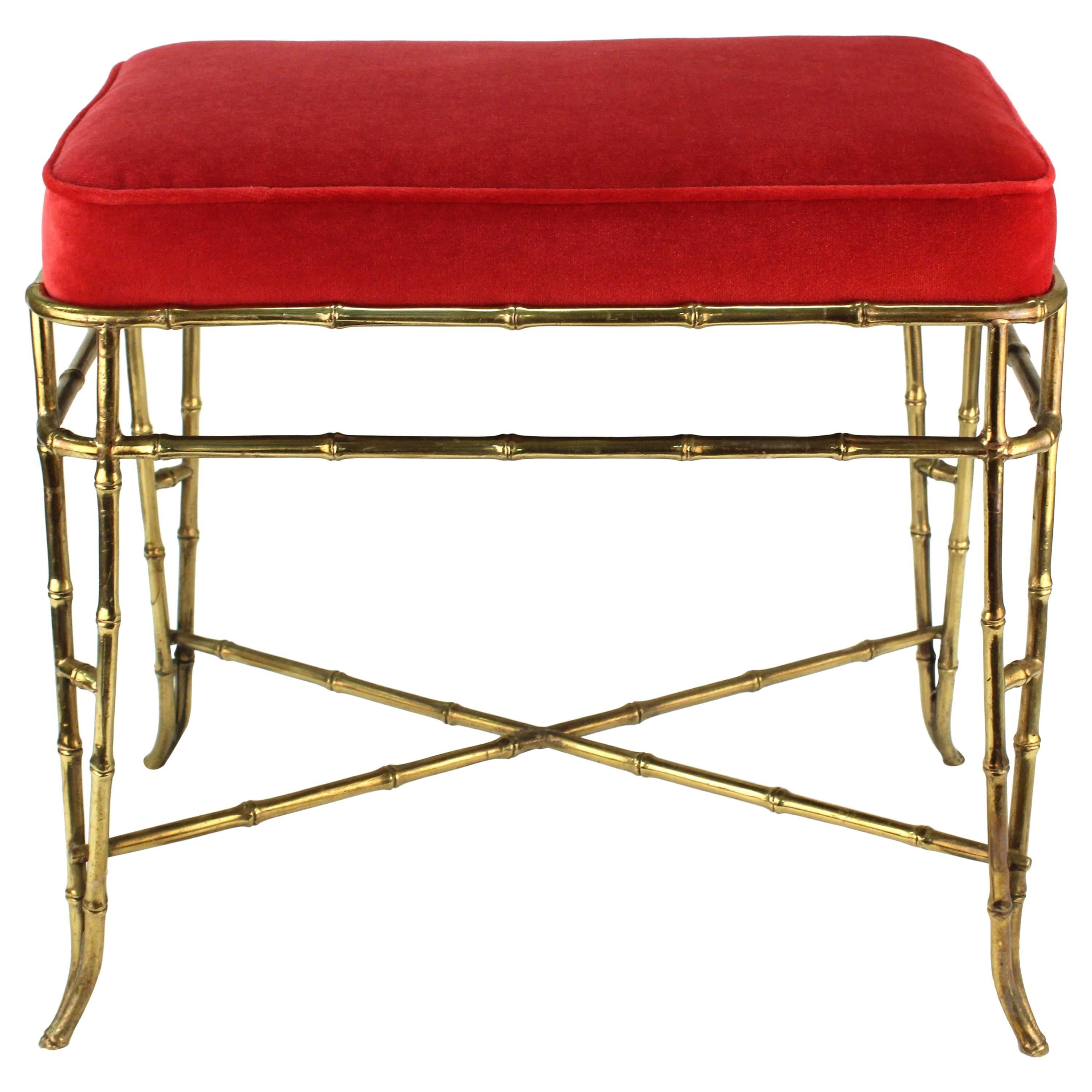 Hollywood Regency Faux Bamboo Bench