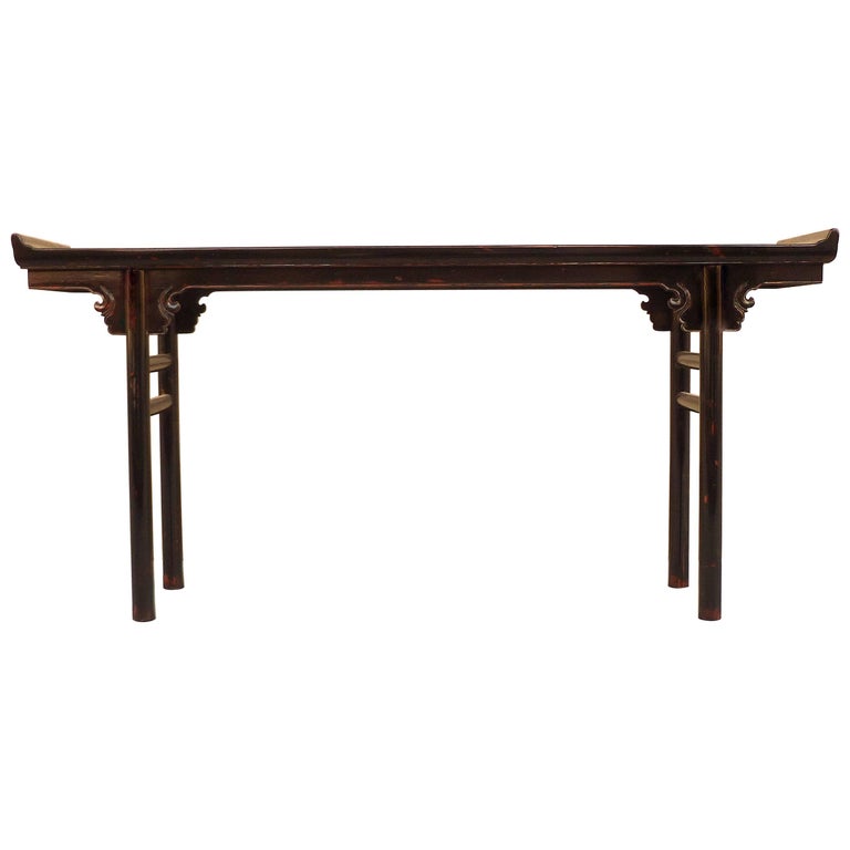 Black Lacquer Console Table or Altar Table For Sale at 1stDibs