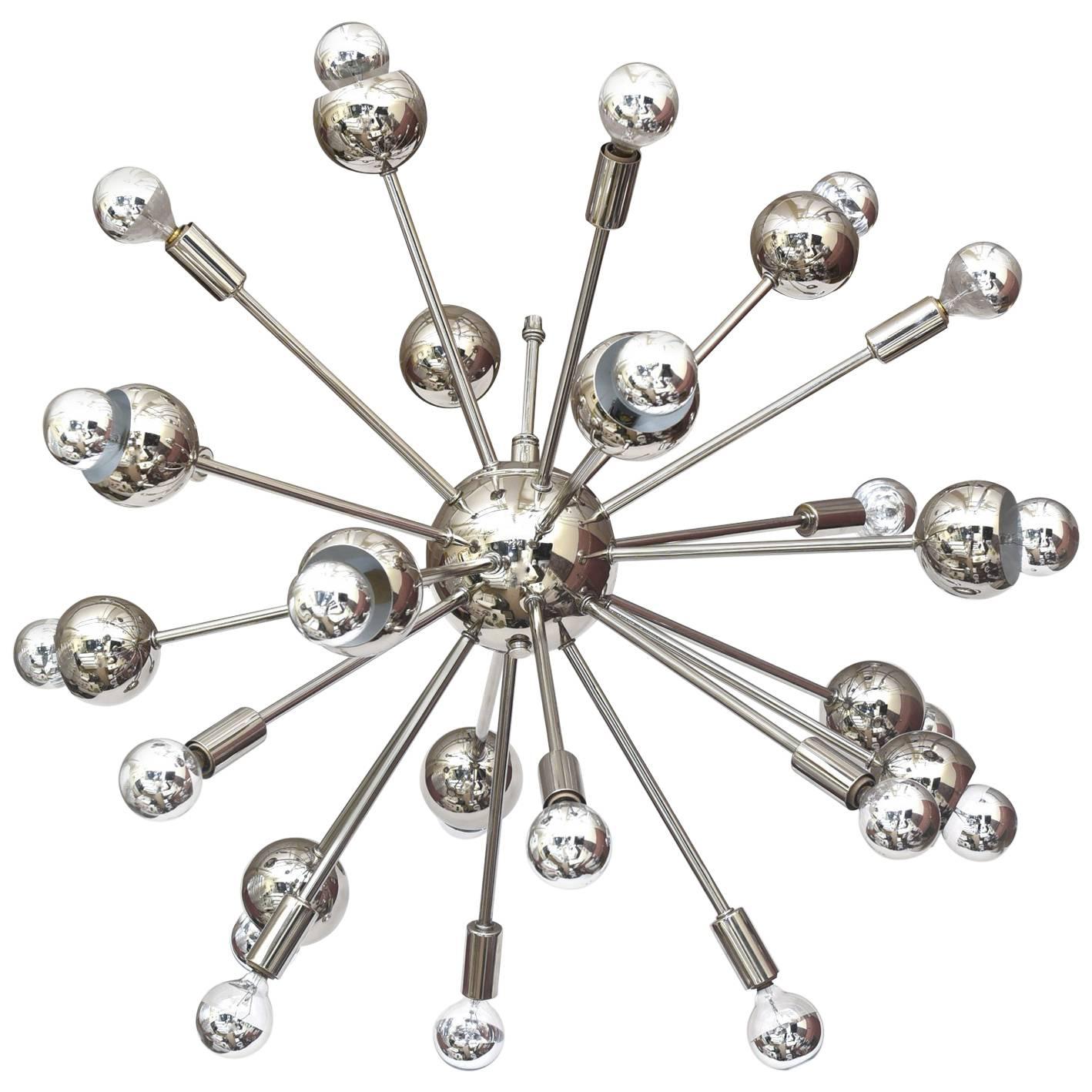Nickel Silver 24 Bulb Sputnik Vintage Chandelier