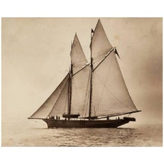 Antique Early Silver Gelatin Photographic Print by Beken of Cowes, Schooner Surf