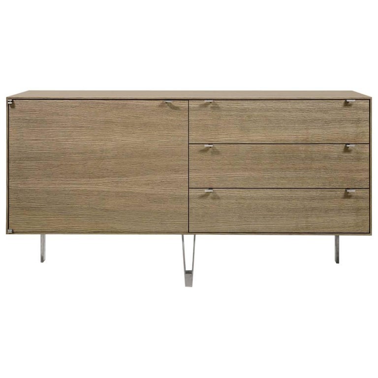 Saxton Cabinet Or Dresser In Grey Stained White Oak With Nickel