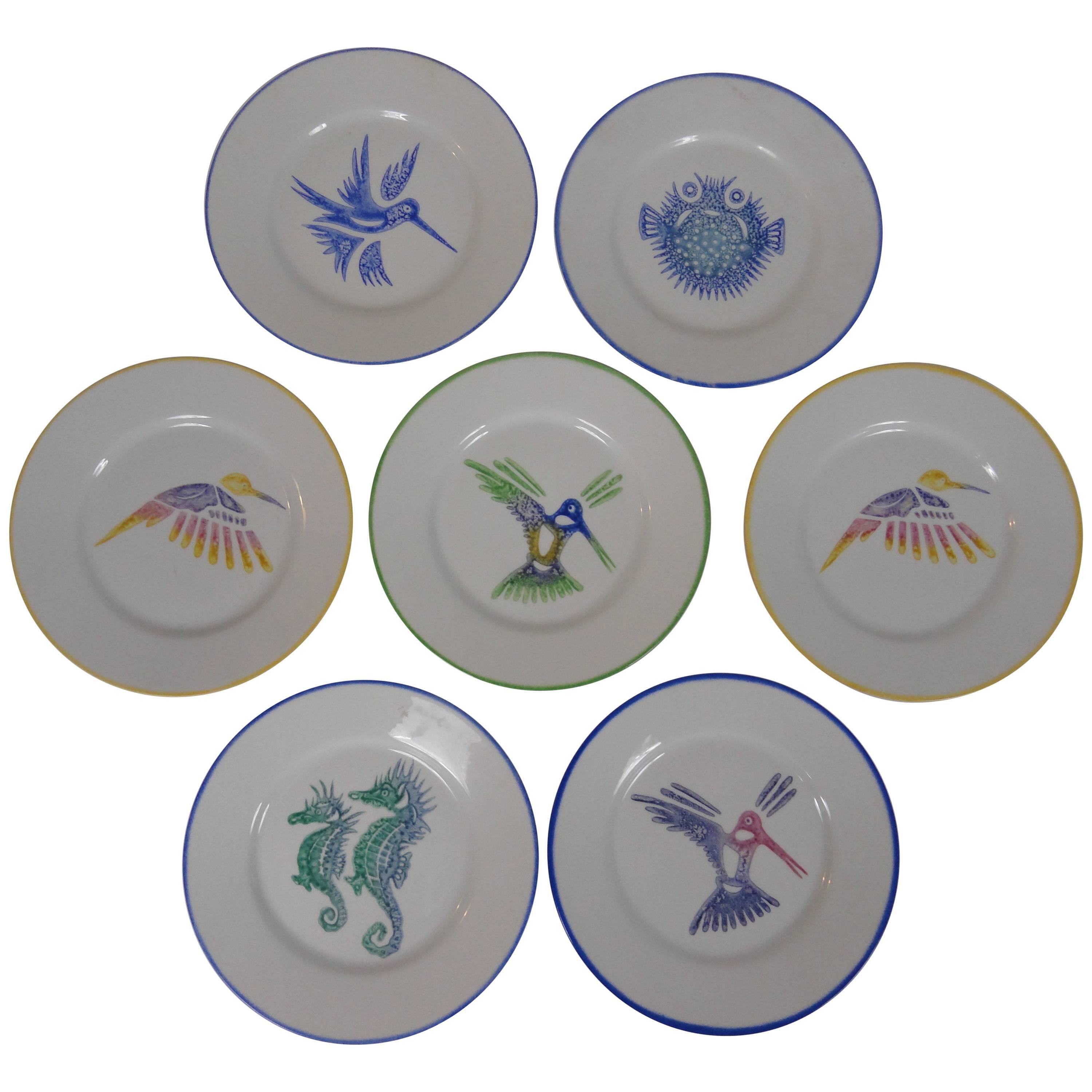 Set of Ten Limoges Painted Plates For Sale