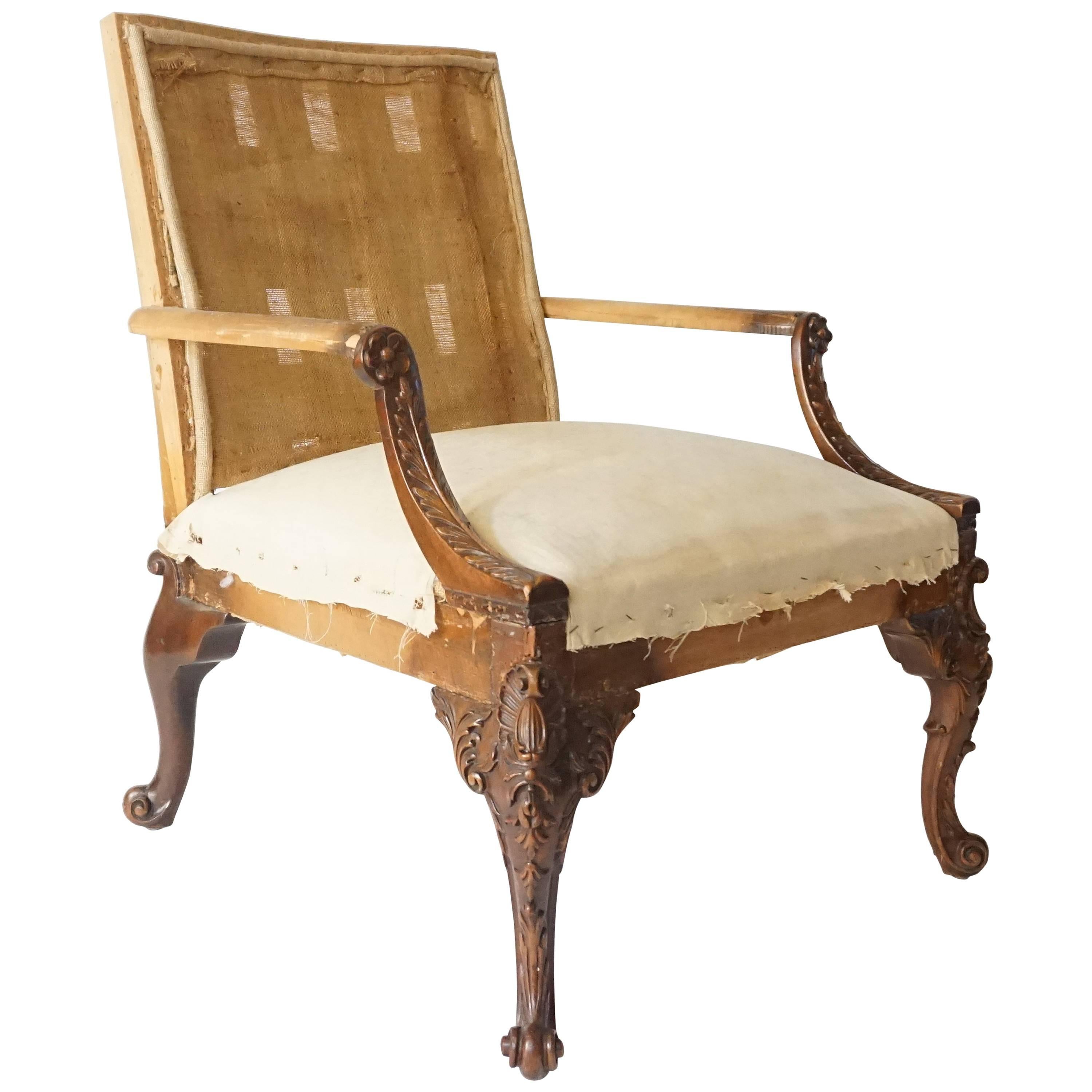 English George II Style Library Armchair, Manner of Giles Grendey