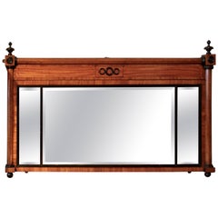 19th Century English Satinwood Inlaid Triple Plate Pier Mirror