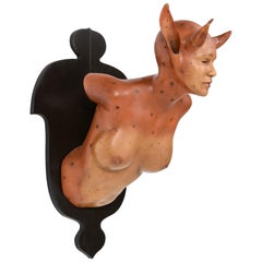 Fantasy Female Bust Figure Original by Daniel Painter, Plaster Fiberglass