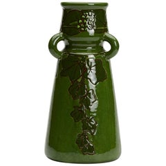 Burmantofts Faience Loop Handled Ivy Vase