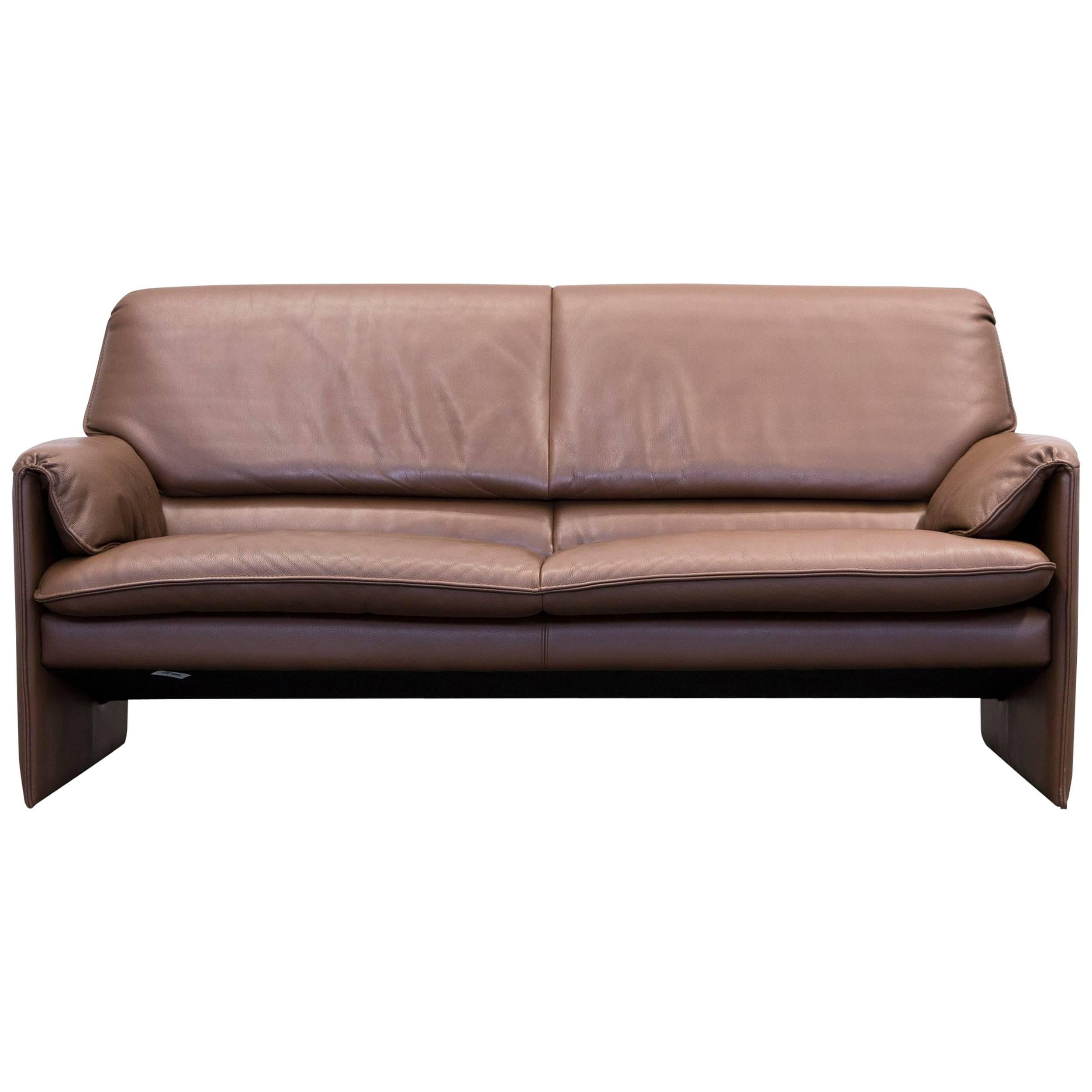 Leolux Bora Designer Sofa Leather Brown Two-Seat Couch Modern