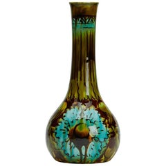 Burmantofts Faience Barbotine Bottle Vase Floral Designs