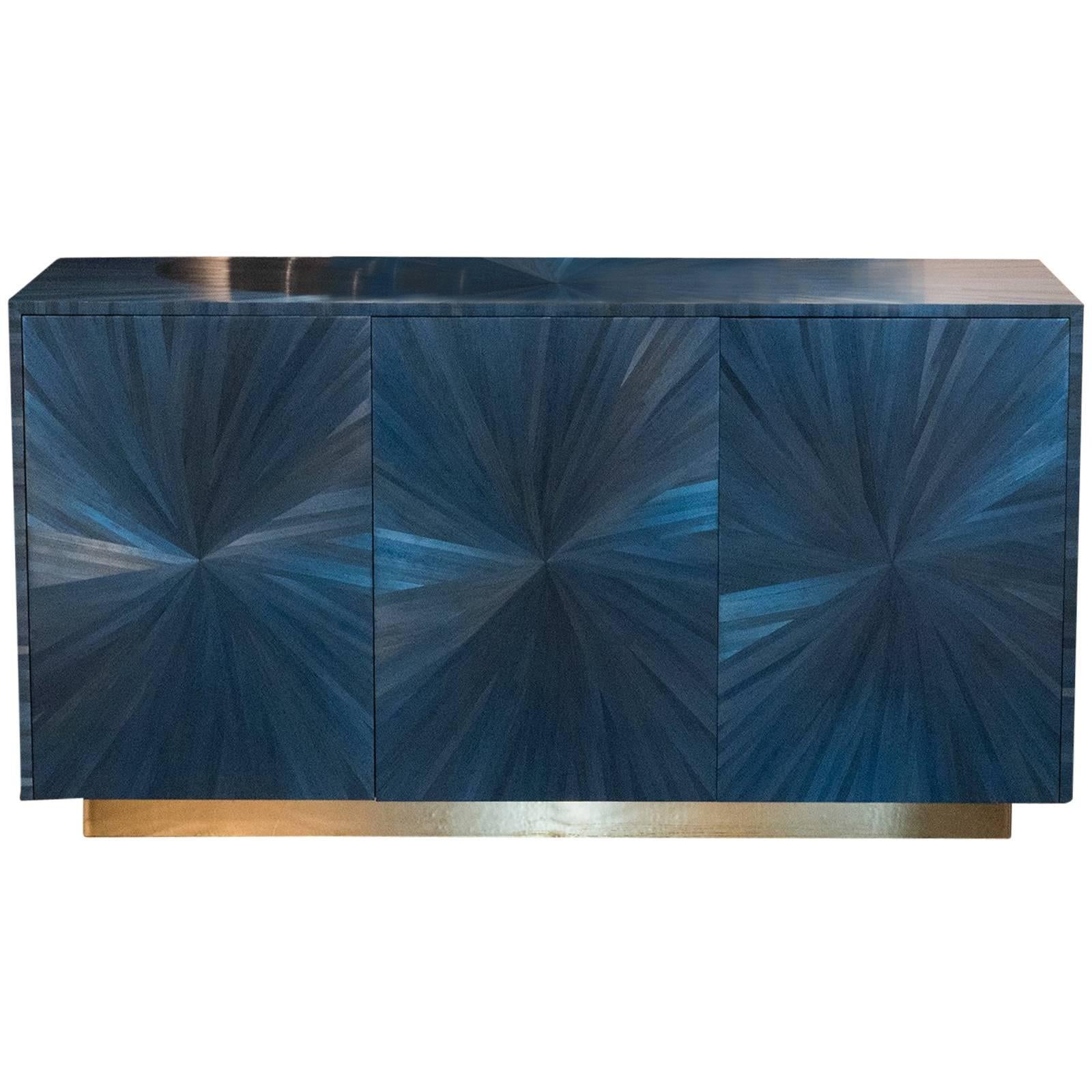 Flair Edition Blue Straw Marquetry Sideboard