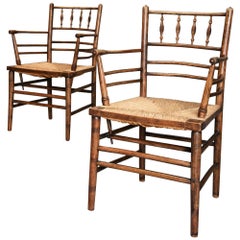 Pair of Late 19th Century Ash & Beech Morris & Co. Sussex Armchairs