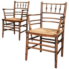 Pair of Late 19th Century Ash & Beech Morris & Co. Sussex Armchairs