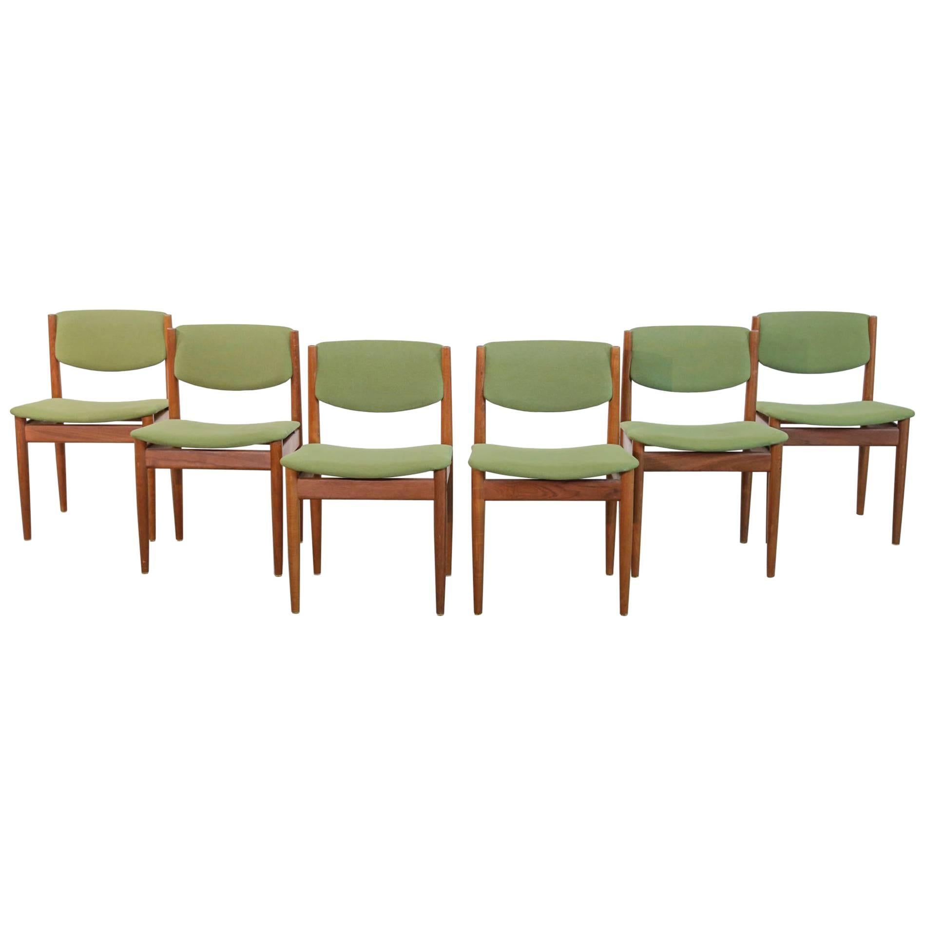 Set Six Teak Finn Juhl Chairs Model 197 Scandinavian For Sale