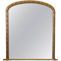 19th Century English Decorative Arch Top Gilt Overmantel Mirror