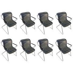 Charles Pollock, Set of Height Penelope Chairs in Chrome and Meshed Metal