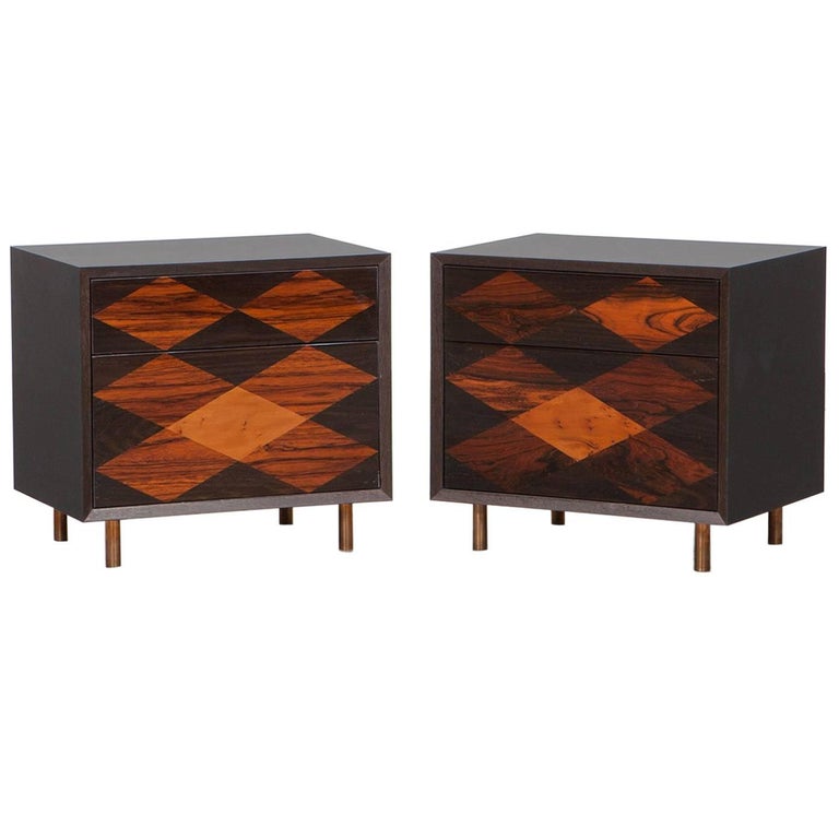 Contemporary Brown Wood Pair of Nightstands by Johannes Hock For Sale